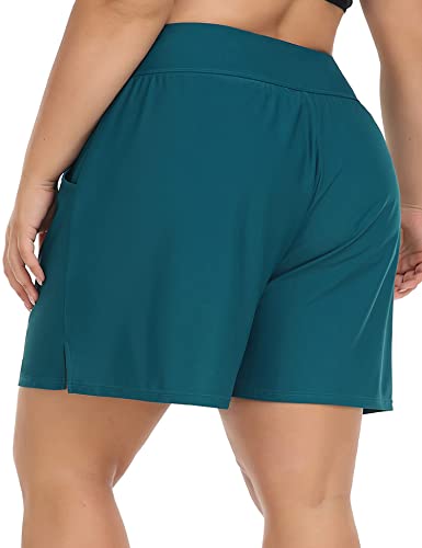 Anfiliai Womens Plus Size Swim Shorts High Waisted Swimsuit Shorts Swim Bottoms Green #TOP5