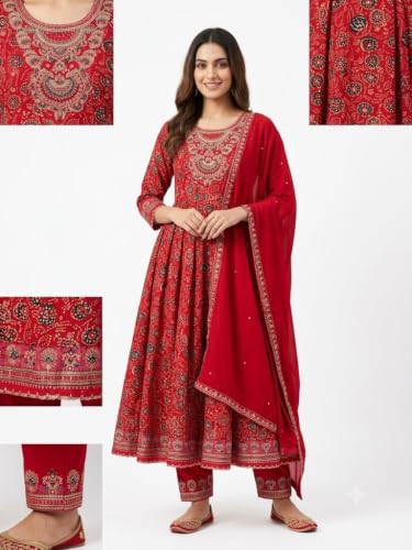 Image of Women's Embroidered Pant with Dupatta Set Ethnic Straight| Traditional Elegant Embroidery Work | Regular Fit | Three-Piece Ethnic Dress Set