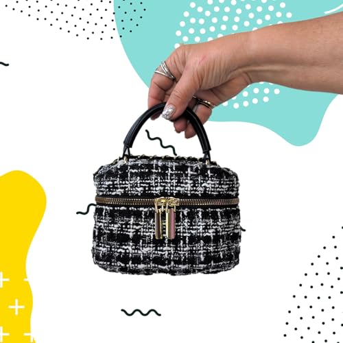 Regina Chic Houndstooth Tweed Vanity Case Mini Crossbody with Gold Accents4