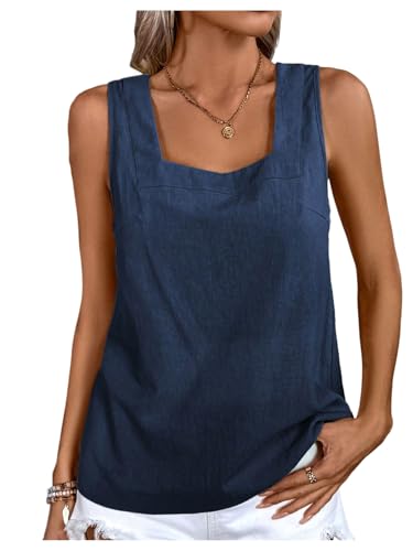 SweatyRocks Women's Sleeveless Casual Tank Top Square Neck Blouse Summer3