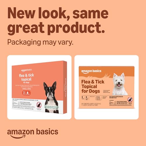 Image of Amazon Basics Preventative Flea and Tick Topical Treatment for Dogs, Small (5-22 lbs), Fast Acting and Long Lasting, 3 Counts, Packaging May Vary