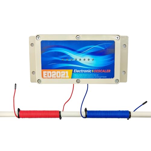 Electronic Water Descaler, Salt Free Hard Water Conditioner, Reduces Limescale and Rust Buildup, Easy Installation, Chemical Free Solution for Whole House