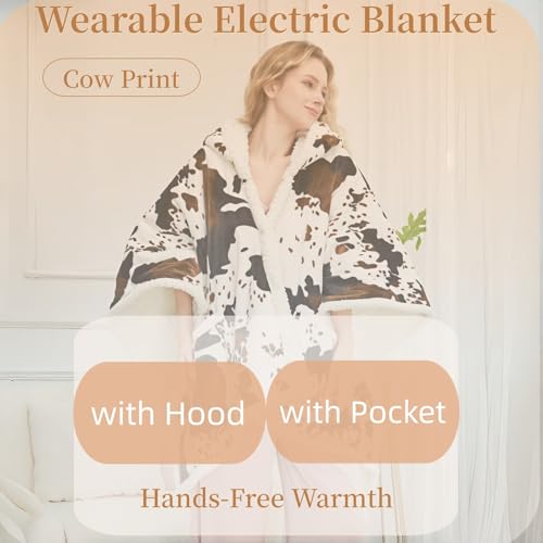 Save 38% on HESTIA Cow Print Wearable Heated Blanket with Auto Shut-Off