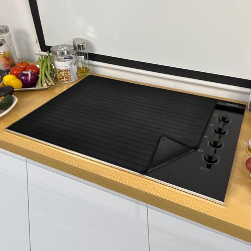 Cook's Aid 電気ストーブ用コンロトップカバー - ガラス製トップストーブ用シリコンストーブマット、ガラス調理台プロテクター、ディッシュマット乾燥キッチンマット(クラシックブラック、20x28インチ)