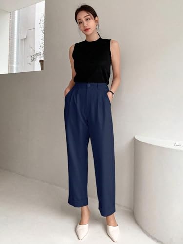Image of KOTTY Women's Cotton Blend Cross Pocket Solid Trousers