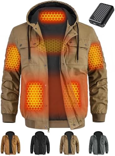Wulcea Graphene Heated Jacket For Men 12V 18400mAh Fast Charge La...