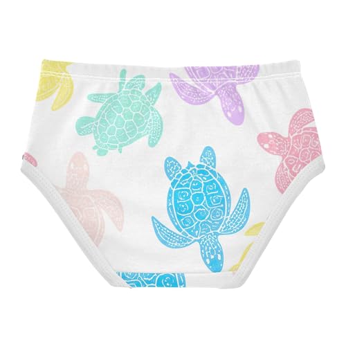 Pastel Sea Turtles White Girl Panties Cute Toddler Underwear Floral Cotton Cartoon Briefs Girls Undies 2t2