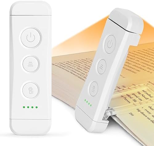 Glocusent Usb Rechargeable Book Light For Reading In Bed, Portable Clip-On Led Reading Light, 3 Amber Colors & 5 Brightness Dimmable, Compact & Long Lasting, Perfect For Book Lovers, Kids - Abs