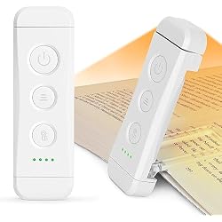 Glocusent USB Rechargeable Book Light, Portable Clip-on LED Reading Light, Reading Lights for Books in Bed with 3 Amber Colors & 5 Brightness Dimmable, Compact & Long Lasting, Perfect for Book Lovers