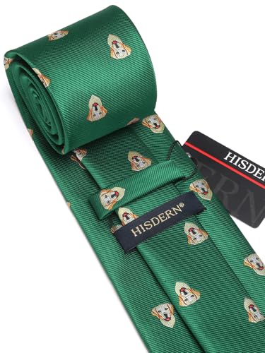 Image of HISDERN Ties for Men Classic Animal Tie and Pocket Square Set Jacquard Woven Silk Neckties Handkerchief Wedding Party