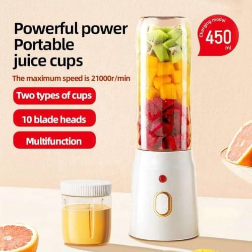Image of Mini Juicer Mixer Grinder, 6-Blade with 1500mAh Battery High-Speed Fruit Juicer for Home, Office, Gym & Travel, 6-Blade High-Speed Fruit Juicer for Home, Office, Gym & Travel-White4
