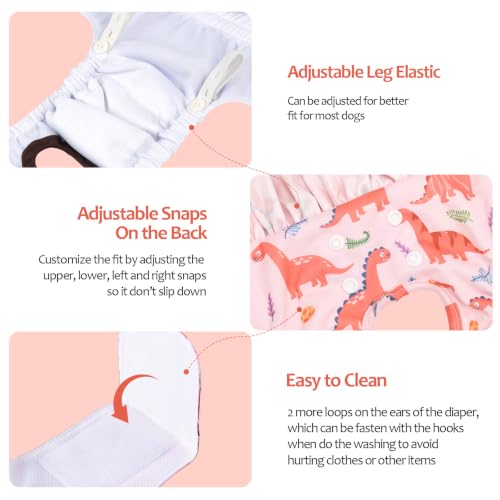 Image of CuteBone Female Dog Diapers with Skirts 3 Pack Reusable Puppy Dresses Pants for Heat Cycle Period QBD33S
