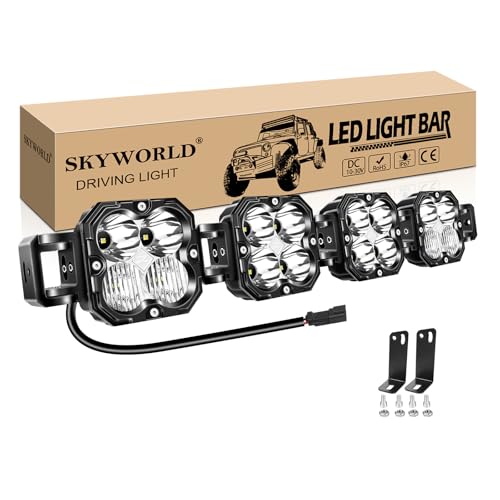 SKYWORLD 27インチ 120W 10000 LM LEDライトバー 車 作業灯 広角狭角 12V 24V 兼用、防水 汎用車外灯/前照灯/集魚灯/補助灯 デッキライト オフロード 軽トラ 船舶用 農業機械