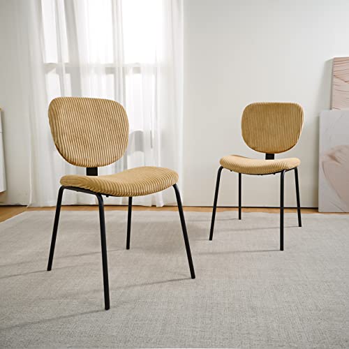 comfy to go Modern Dining Chairs Set of 2, Mid Century Corduroy Chair for Dining Room Kitchen, Yellow comfy to go Modern Dining Chairs Set of 2, Mid Century Corduroy Chair for Dining Room Kitchen, Yellow