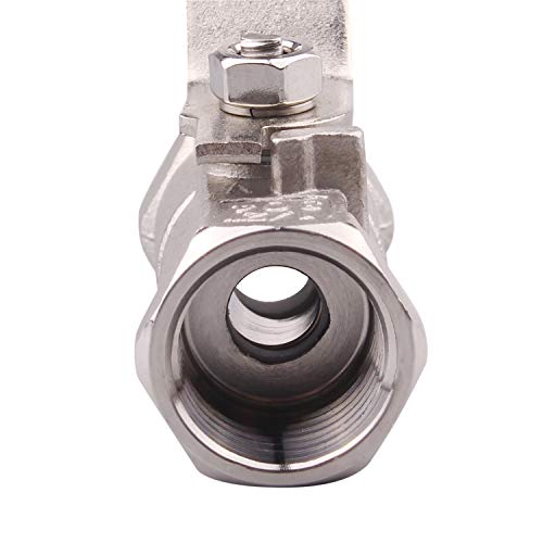 AIICIOO Stainless Steel 1PC Ball Valve with Blue Vinyl Handle Female to Female Standard Port for Water Oil and Gas PTFE Seal 1/2" NPT