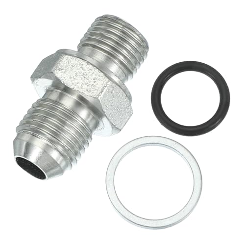 Image of PATIKIL Hex Reducing Nipple Connectors Pipe Adapter 9 /16 inch Male 37 Flare JIC x 1 /4 inch g Male, Pipe Fitting Reducer Nipple Adapter Plated Steel Hydraulic Fitting