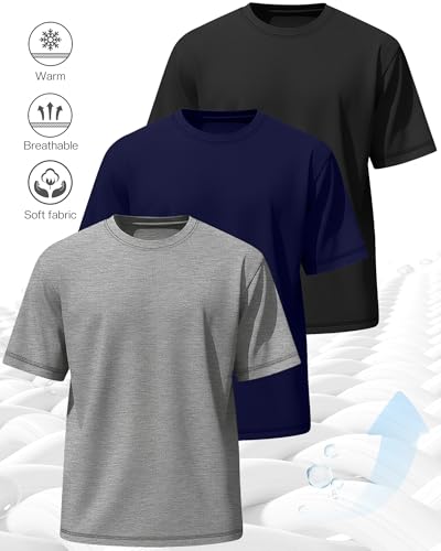 Image of Neer 3 Pack Big and Tall T-Shirts for Men L-7xl Tops | Large Casual Stretch Workout Tees, Short Sleeve Crewneck Oversized Shirts, Classic Summer Outfits, Comfy Basic Loose Clothes