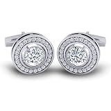 Azeera BHAMIN Cufflinks 14k White Gold with Diamond Gems