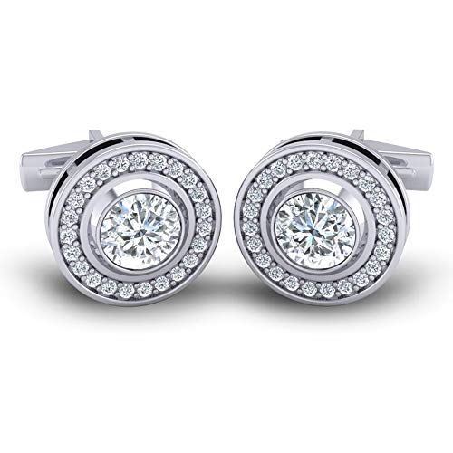 Azeera Bhamin Cufflinks 14K White Gold With Diamond Gems #TOP4