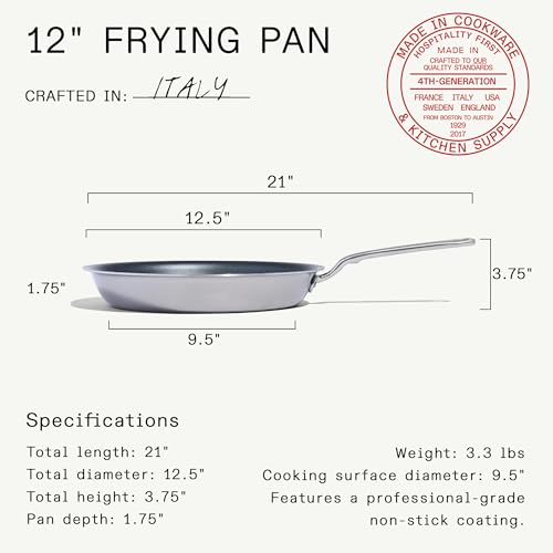 Image of Made In Cookware - ProCoat 12 inch Non Stick Frying Pan (Graphite) - 5 Ply Stainless Clad Nonstick - Professional Cookware - Crafted in Italy - Induction Compatible