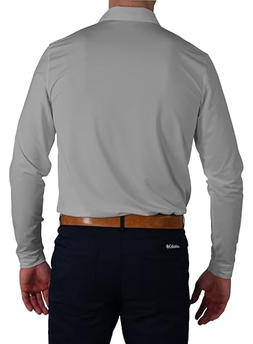 Columbia Omni-Wick Pin High Long Sleeve Polo (Medium, Varsity Grey)3