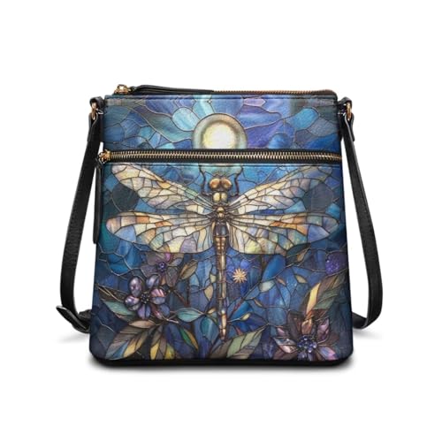 Image of Leather Women Crossbody Hobo Bag Satchel Purse Handbag with Adjustable Shoulder Strap and Zipper Pockets