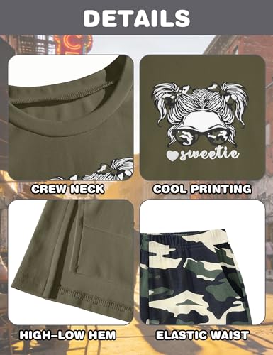 Image of Girls Clothes Short Sleeve Tie Dye Top Shorts and Pants 2PCS Girls Summer Outfits Size 6-16