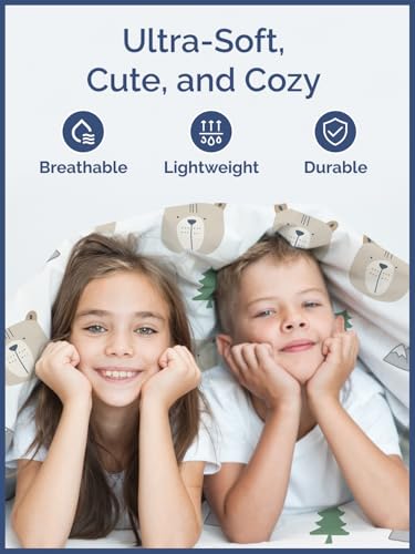 Image of Kids Twin XL Size Cute Bear Bed Sheets - 3 Piece Kids Cute Bear Sheet Set | Cute Bear Themed Bedding, Ultra-Soft, Cute & Cozy, Breathable & Machine Washable, Bed Set for Boys, Girls & Teens, Breathable
