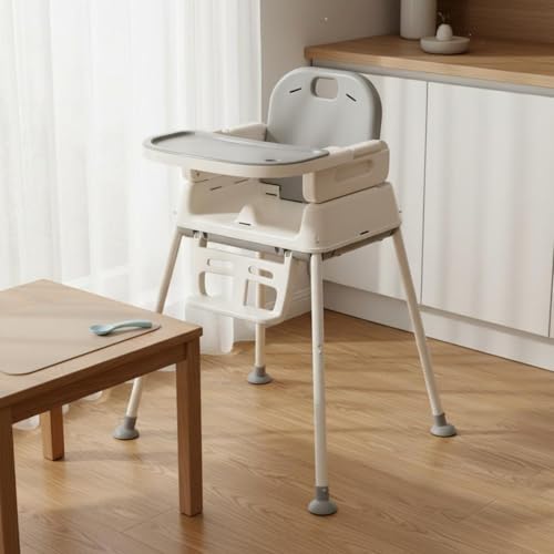Image of Multi Function Foldable High Chair Travel Friendly Children's Dining Chair Easy to Clean Safety Belt for Babies, Toddlers, Home, High Leg W Pad
