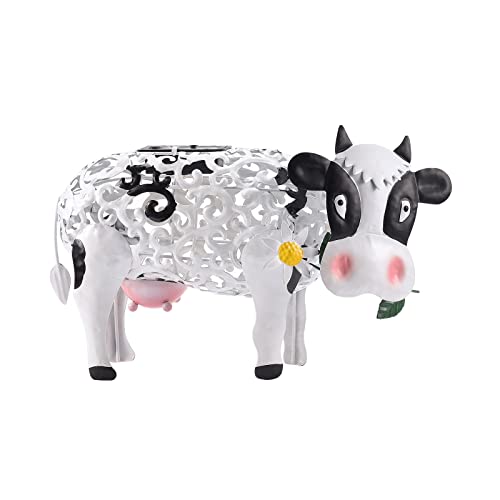 Statue de Jardin de Vache à énergie Solaire, Figurine de Vache en Résine, Statues de Jardin de Vache en Métal D'extérieur avec Lumière LED, Décoration...