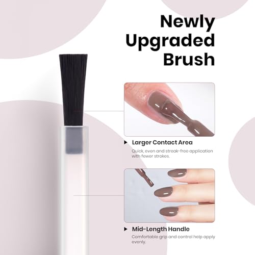 Image of Beetles Brown Gel Nail Polish - 15ML Full Size Hema-Free Grey Color Nail Polish Long-Lasting High Gloss Soak Off Latte Routine Uv Gel Polish Bottle Salon 0.51 Fl Oz Fall Nails Art