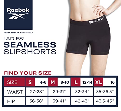 Reebok Women's Underwear - Seamless Long Leg Boyshort Panties (6 Pack), Size Large, Rose Dust/Grey/Black #TOP6