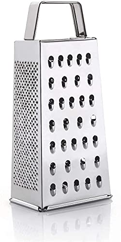 Image of SHOPEE Branded Steel 5 in 1 Grater and Slicer with 4 Sides for Cheese, Vegetables, Ginger, Garlic (Silver)