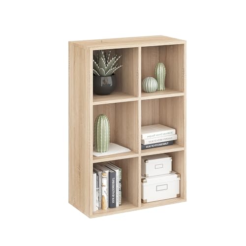KOMTO Bücherregal Sonoma Eiche – Regal mit 6 Fächern, Würfelregal, Standregal für Wohnzimmer, Kinderzimmer, Schlafzimmer | Nubo Cube Regal 61 x 92 x 29 cm KOMTO Bücherregal Sonoma Eiche – Regal mit 6 Fächern, Würfelregal, Standregal für Wohnzimmer, Kinderzimmer, Schlafzimmer | Nubo Cube Regal 61 x 92 x 29 cm