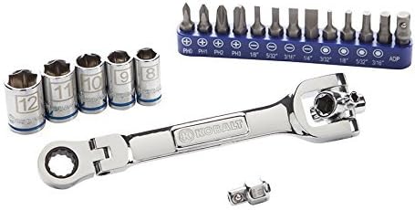 Kobalt 20pc Mini Multi-drive Socket Wrench Flex Head Ratchet 1/4 Drive & Bits