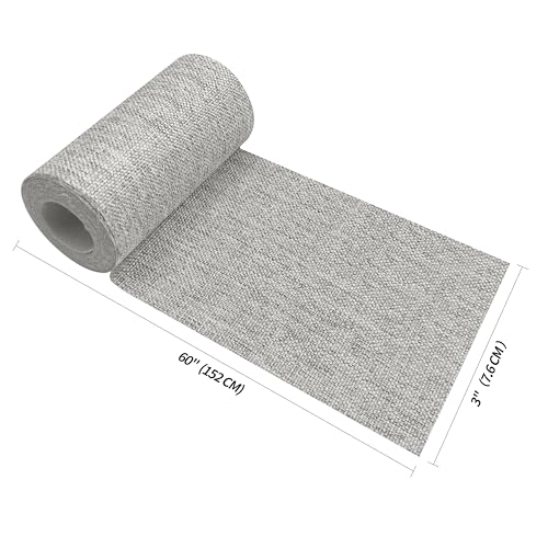 Image of King Mountain Premium Linen Fabric Iron-on Repair Patch, Inside&Outside Fabric Repair Patch, 3 inchx60 inch with Backing Glue Linen Repair Decorative Patch kit (Linen-3 inchx60 inch, Light Grey)