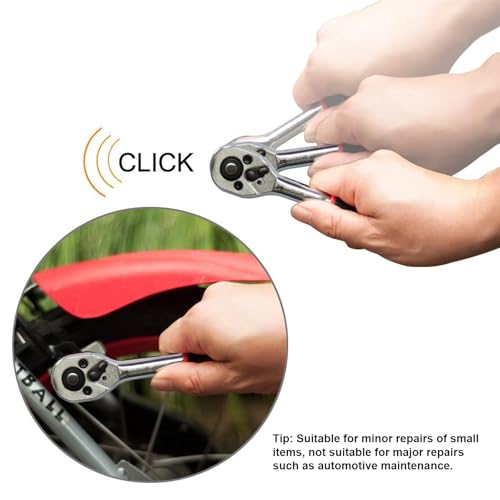 Egofine 12pcs 1/4 Inch Ratchet Socket Wrench Set, Drive Socket Set with 10 Sockets (4-13mm) and 2 Way Quick Released Ratchet Handle and Extension Bar - Image 2