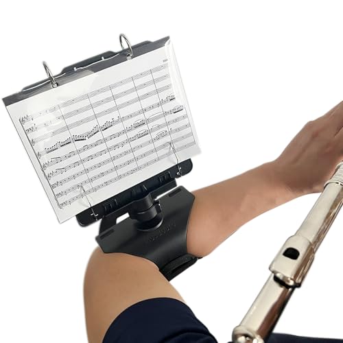 MusBoard Flute Lyre FP10, Adjustable Marching Band Lyre for Flute & Piccolo with Flip Folder, Includes 10 Refill Sleeves