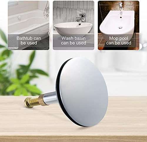 44mm Bath Plug Sink Drain Stopper Adjustable Height Brass Plug, Pop Up Basin Sink Replacement Drain Plug Stopper Bathtub, Bathroom Kitchen Adjustable Full Copper Chrome Surface Rustproof