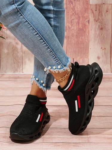 Womens Slip On Walking Shoes - Lightweight Breathable Casual Knit Gym Running Tennis Sneakers2