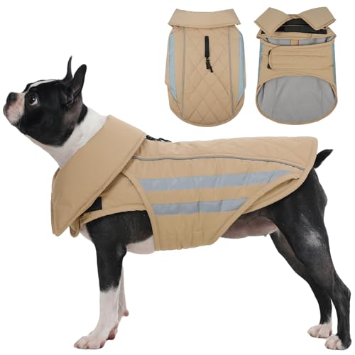 IECOii Dog Coat Waterproof - Adjustable Outdoor Dogs Cold Weather Coats & Reflective Winter Jacket with Broad Chest Breeds, Hunting Vest Jackets for S