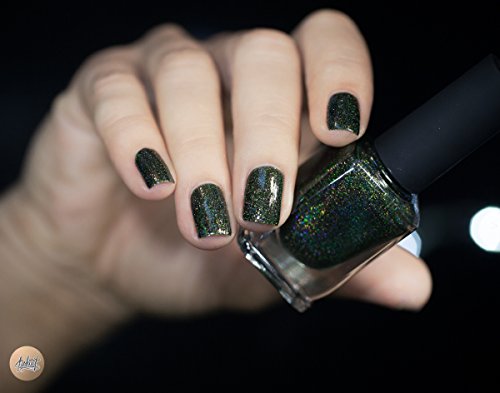 Image of ILNP Ski Lodge - Deep Mossy Green Holographic Nail Polish