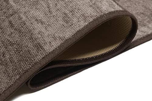 TAPISO Anti Rutsch Teppich Läufer rutschfest Brücke Meterware Modern Dunkelbraun Braun Viereck Geometrisch Design Flur Küche Wohnzimmer… – Ansicht 6