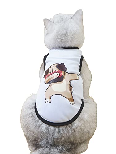 Qwinee Cartoon Dog Print Tank Top Breathable Sleeveless Cat Shirt Dog Funny Shirt Clothes For Puppy Kitten Multicolor S #TOP16