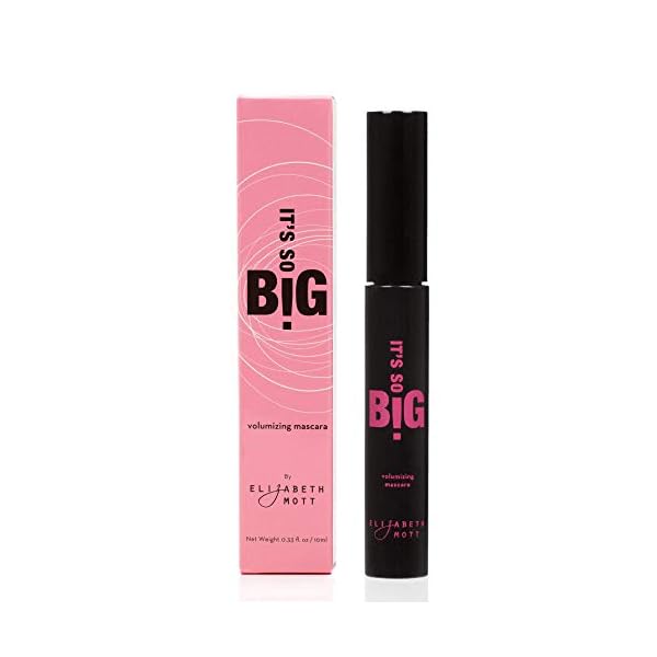 Elizabeth Mott Black Volumizing Smudge-Proof Mascara-Cruelty Free Lengthening Fiber Mascara with Hourglass Wand-Water Resistant, No Clump, Amazing Eyelashes, Safe with Lash Extensions, Full-Size 8 ml