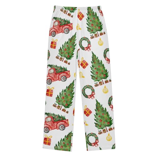 Boys' Pants Christmas Tree Red Truck Long Bottoms Jogger Pants Elastic Waist Trousers with Pockets S-XL