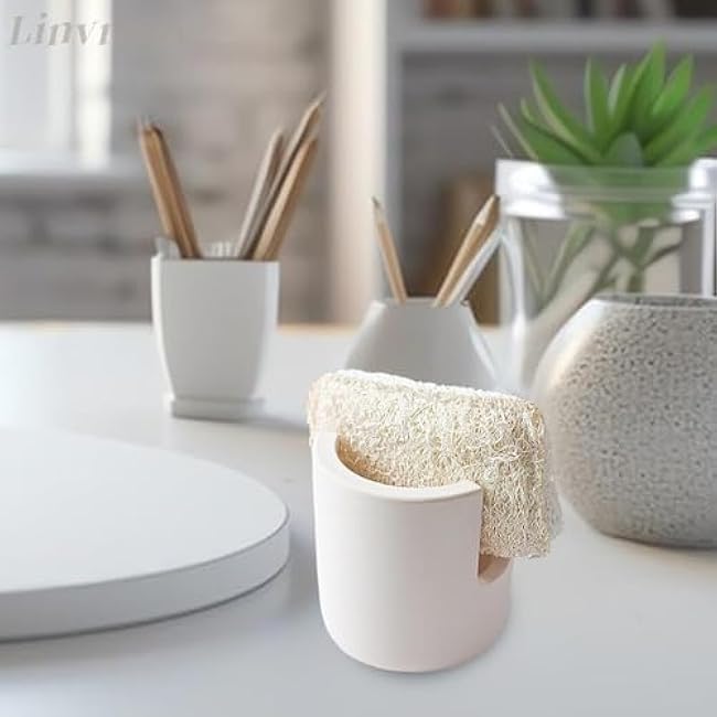 Sponge Holder, Diatomite Sink Sponge Holder Caddy, Beige
