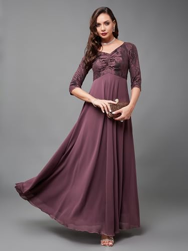 Image of Miss Chase Women's Round Neck Cap Sleeves Lace Knee -Long Skater Dress