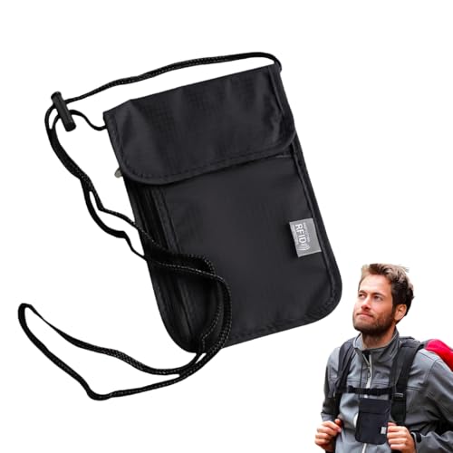 GNALIA Accesorios Viaje Avion Riñonera Con Protección Rfid Antirobo Unisex, Bolso Cruzado Impermeable Para Pasaporte, Tarjetas, Smartphone, Monedas Color Negro Tamaño Estándar 1 Unidad
