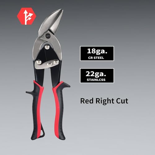 Image of Aviation Tin Snips Set, Straight Heavy Duty Left Tin Cutting Shears, 1 Piece Metal Cutters With Comfort Grips and Safety Latch